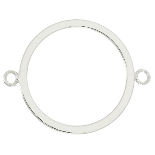 32x25mm Hollowed out 2 open rings connector - Rhodium Tone x1