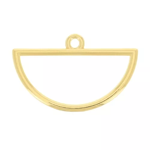 18.5x30mm Hollow semi-circle pendant - Fine Gold Plated x1