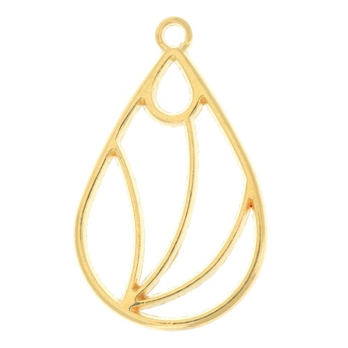 32x20mm Openwork drop pendant - Fine Gold Plated x1