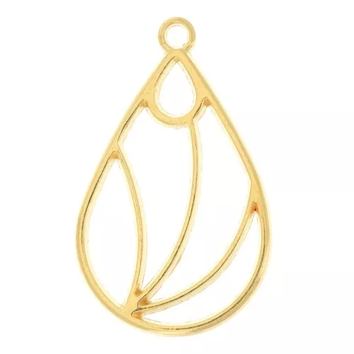 32x20mm Openwork drop pendant - Fine Gold Plated x1
