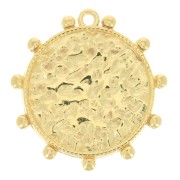 26x25mm Round worked pendant with small balls - Fine Gold Plated x1|raw }}