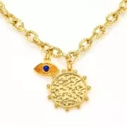 26x25mm Round worked pendant with small balls - Fine Gold Plated x1