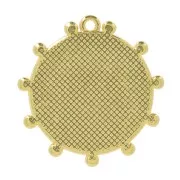 26x25mm Round worked pendant with small balls - Fine Gold Plated x1
