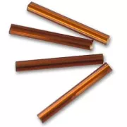 Preciosa Seed Beads, 20 mm Tubes, Smoked Topaz Silver-Lined, 20 g