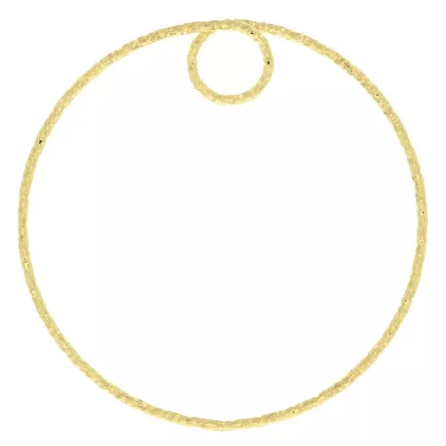35mm Diamond effect circle Pendant - Gold Tone x1