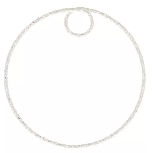 35mm Diamond effect circle Pendant - Fine silver plating x1