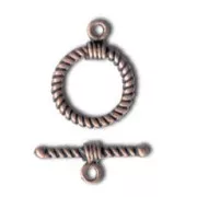 Spiral shaped toggle clasp 10mm Old copper tone x1