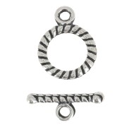 Spiral shaped toggle clasp 10mm Old silver tone x1|raw }}