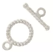 Spiral shaped toggle clasp 10mm Rhodium tone x1