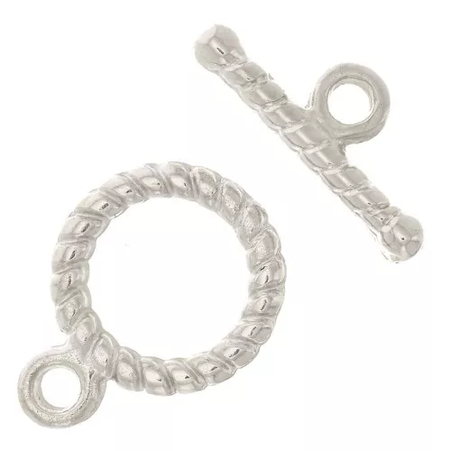 Spiral shaped toggle clasp 10mm Rhodium tone x1