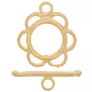 Flower toggle clasp 20mm Gold tone x1