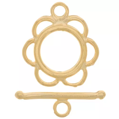 Flower toggle clasp 20mm Gold tone x1