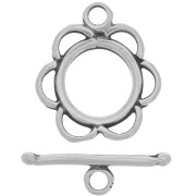 Flower toggle clasp 20mm Old silver tone x1|raw }}