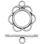 Flower toggle clasp 20mm Old silver tone x1