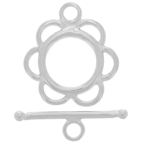 Flower toggle clasp 20mm Rhodié x1
