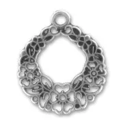 Spacers flowers motif 28mm Old silver tone x2