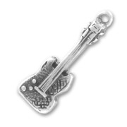 Guitar charm 33mm Old silver tone x1|raw }}