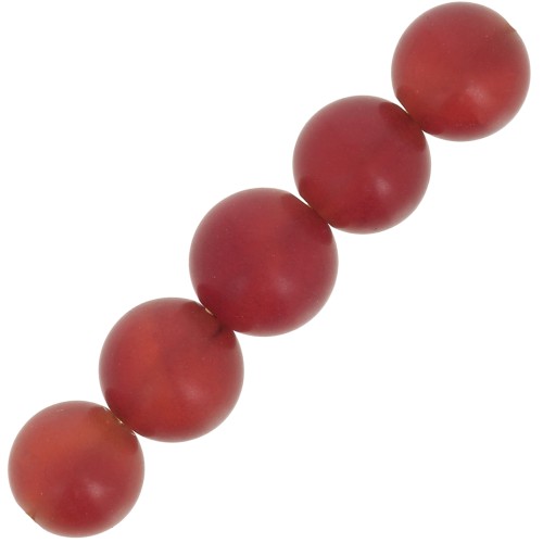 Beads Onyx Rouge teintée matted 6 mm beads - Frosted effect x15
