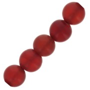 3mm Dyed Round gemstone beads - Red Onyx - Frosted effect x25