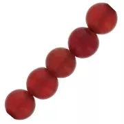 3mm Dyed Round gemstone beads - Red Onyx - Frosted effect x25