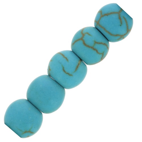 6mm Round gemstone beads - Frosted effect - Turquoise imitation x15