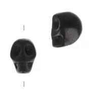 8x6mm Dyed skull bead - imitation Howlite - Black x1