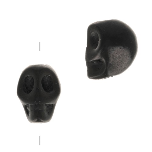 8x6mm Dyed skull bead - imitation Howlite - Black x1
