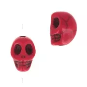 8x6mm Dyed skull bead - imitation Howlite - Red x1