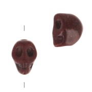 8x6mm Dyed skull bead - imitation Howlite - Brown x1|raw }}