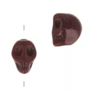 8x6mm Dyed skull bead - imitation Howlite - Brown x1