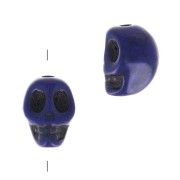 8x6mm Dyed skull bead - imitation Howlite - Dark Blue x1
