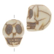 10x8mm Dyed skull bead - imitation Howlite - Ivory x1