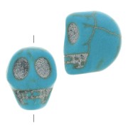10x8mm Dyed skull bead - imitation Howlite - Turquoise x1