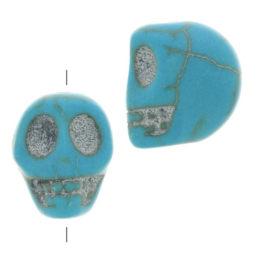 10x8mm Dyed skull bead - imitation Howlite - Turquoise x1