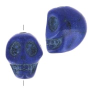 10x8mm Dyed skull bead - imitation Howlite - Dark blue x1