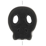 15x13mm Flat skull bead - dyed imitation Howlite - Black x1|raw }}