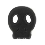 15x13mm Flat skull bead - dyed imitation Howlite - Black x1