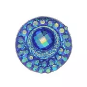 10mm Resin Round Cabochon - Rhinestones - Blue AB effect x1