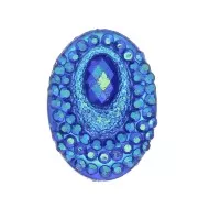 18x13mm Resin Drop Cabochon - Rhinestones - Blue AB effect x1