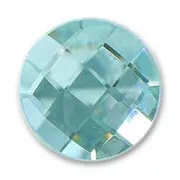 Faceted glass cabochon 14mm Aquamarine x1