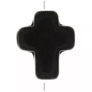 10x8mm Cross bead - Dyed imitation Howlite - Black x1