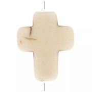 10x8mm Cross bead - Dyed imitation Howlite - Ivory x1