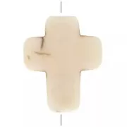 10x8mm Cross bead - Dyed imitation Howlite - Ivory x1