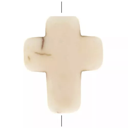 10x8mm Cross bead - Dyed imitation Howlite - Ivory x1