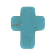 10x8mm Cross bead - Dyed imitation Howlite - Turquoise x1