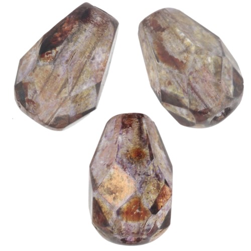 Faceted pears 7x5 mm Crystal Lila Gold Luster x25