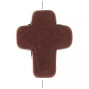 10x8mm Cross bead - Dyed imitation Howlite - Brown x1|raw }}