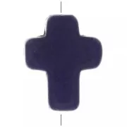 10x8mm Cross bead - Dyed imitation Howlite - Dark blue x1