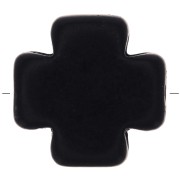 15mm Greek cross bead - Dyed imitation Howlite - Black x1|raw }}