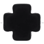15mm Greek cross bead - Dyed imitation Howlite - Black x1